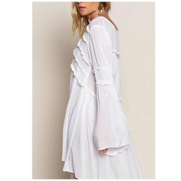 𝅺off White Tunic with Ruffle Detail & Bell Sleeves - Picture 8 of 13